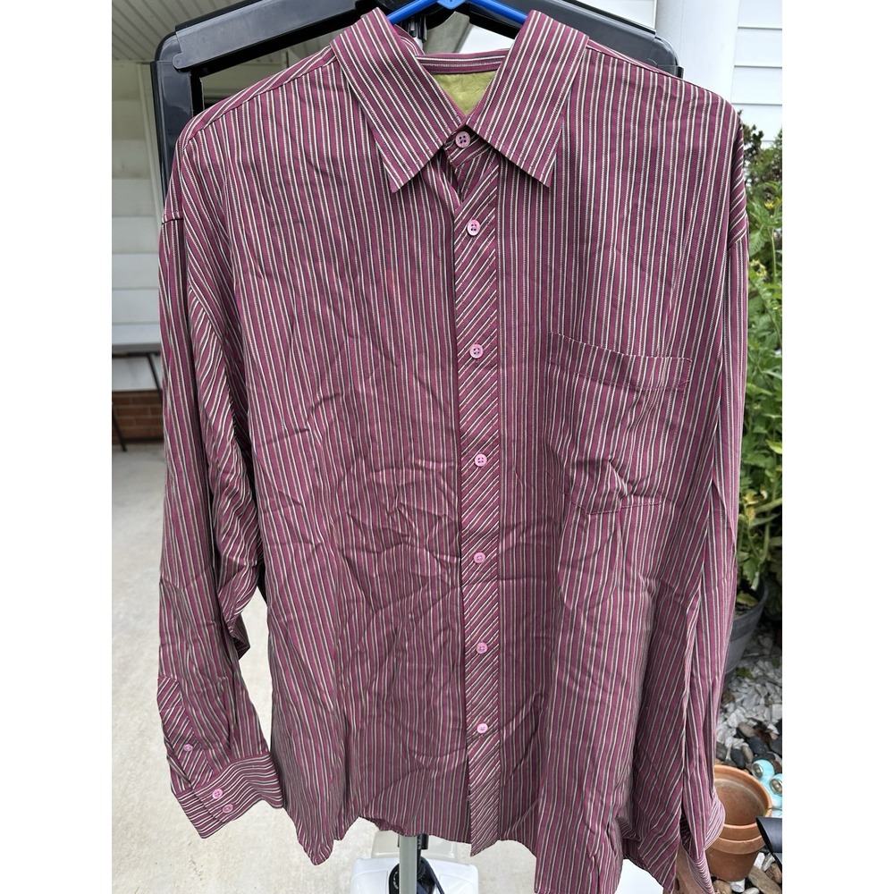 Bugatchi Uomo Men's‎ Size XL Button Down Red Green Striped Long Sleeve Shirt